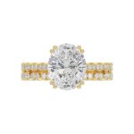 Ladies 14K Yellow Gold Ladies Elegance- Bridal Set 3 1/3CT Round & Oval Diamonds 3.00CT Oval Center stone (Color F-G Clarity VS1/VS2) - Image 5
