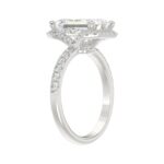 14K White Gold 4 1/2CT ladies Round & Emerald-cut diamond halo engagement Ring 4.00CT Emerald Center stone (Color F-G -Clarity VS1/VS2) - Image 3
