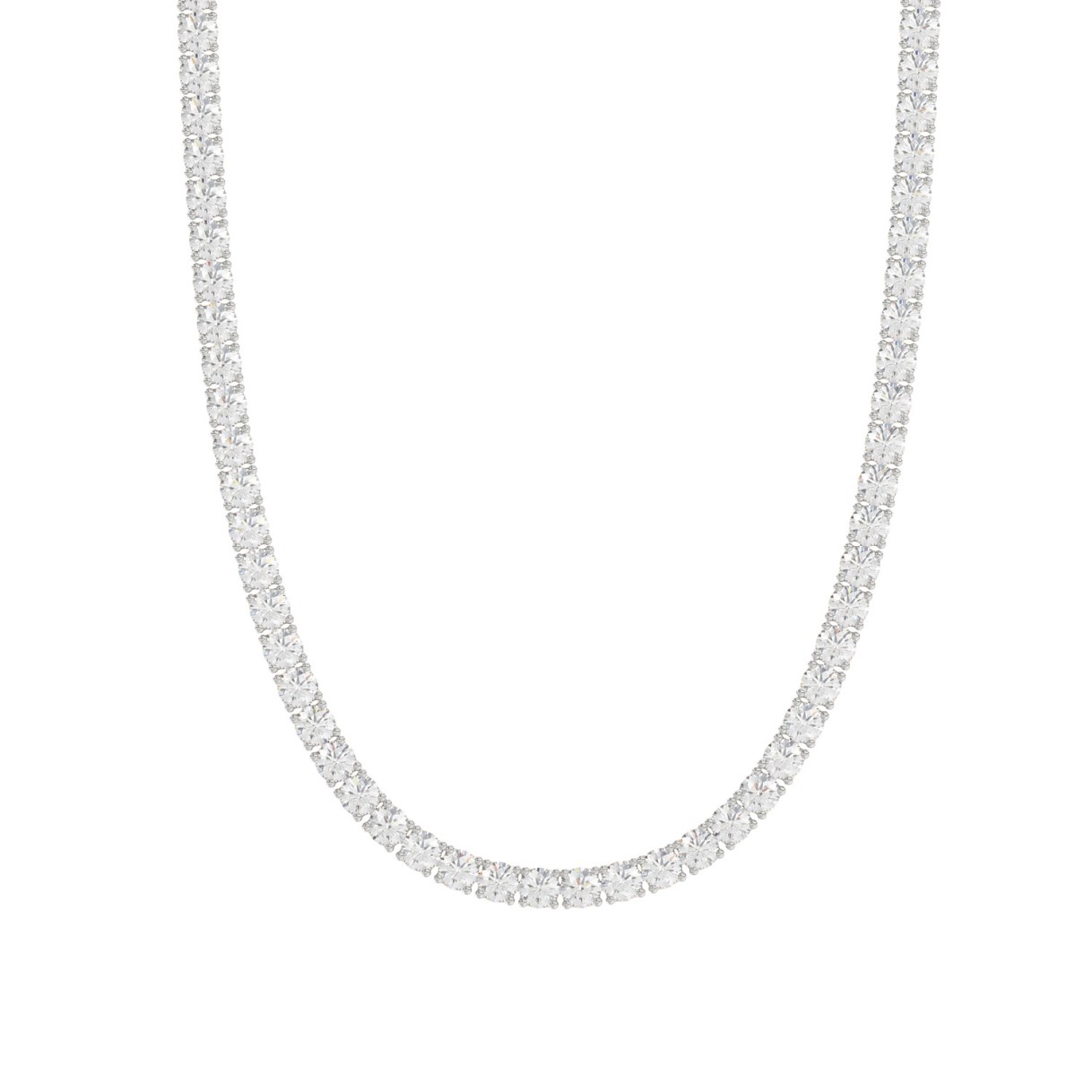 14K WHITE GOLD 7 3/4CT 18" ROUND DIAMOND LADIES TENNIS NECKLACE 1 14K WHITE GOLD 7 3/4CT 18" ROUND DIAMOND LADIES TENNIS NECKLACE - Image 1