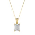 LADIES SOLITAIRE PENDANT WITH CHAIN 2CT EMERALD DIAMOND 14K YELLOW GOLD