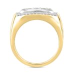 MEN'S RING 1 1/2CT ROUND DIAMOND 14K YELLOW GOLD - Image 2