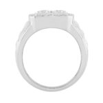 MEN'S RING 3CT ROUND DIAMOND 14K WHITE GOLD - Image 2