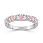 ETERNAL BLUSH COLLECTION 14K WHITE GOLD 1.00 CT ROUND PINK & WHITE DIAMOND ALTERNATING BAND RING