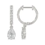 LADIES EARRINGS 1 1/4CT PEAR/ROUND DIAMOND 14K WHITE GOLD (CENTER STONE PEAR DIAMOND 1CT) - Image 2