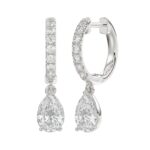 LADIES EARRINGS 1 1/4CT PEAR/ROUND DIAMOND 14K WHITE GOLD (CENTER STONE PEAR DIAMOND 1CT) - Image 3