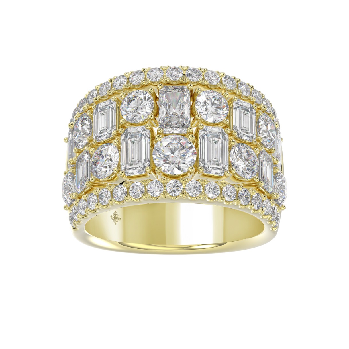 14K YELLOW GOLD 5.00CT ROUND/EMERALD DIAMOND LADIES BAND 1 14K YELLOW GOLD 5.00CT ROUND/EMERALD DIAMOND LADIES BAND - Image 1