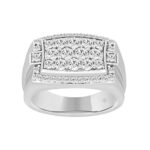 MEN'S RING 1 1/2CT ROUND DIAMOND 14K WHITE GOLD