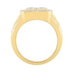 MEN'S RING 3CT ROUND DIAMOND 14K YELLOW GOLD - Image 2