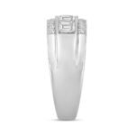 MENS RING 2.00CT ROUND/EMERALD DIAMOND 14K WHITE GOLD - Image 3