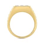MENS RING 1 1/2CT ROUND DIAMOND 14K YELLOW GOLD - Image 3