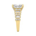 14K Yellow Gold Cushion Lab Grown Diamond Engagement Ring 5.00Ct With 4.00Ct Cushion Center Stone & Round/Baguette Side Stones (Color F-G Clarity Vs1/ - Image 3
