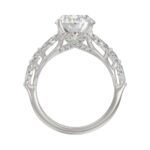 Elegant 14K White Gold Bridal Fancy Ring for Ladies 3 3/4CT Round & Marquise& Oval Cut Diamonds 3.00CT Center stone (Color F-G -Clarity VS1/V - Image 2