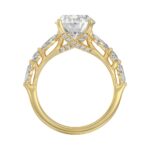 Elegant 14K Yellow Gold Bridal Fancy Ring for Ladies 3 3/4CT Round & Marquise& Oval Cut Diamonds 3.00CT Oval Center stone (Color F-G -Clarity - Image 2