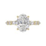 Elegant 14K Yellow Gold Bridal Fancy Ring for Ladies 3 3/4CT Round & Marquise& Oval Cut Diamonds 3.00CT Oval Center stone (Color F-G -Clarity - Image 5