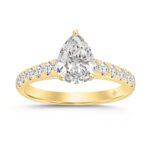 LADIES RING 1 1/2CT ROUND/PEAR DIAMOND 14K YELLOW GOLD (CENTER STONE PEAR DIAMOND 1CT)