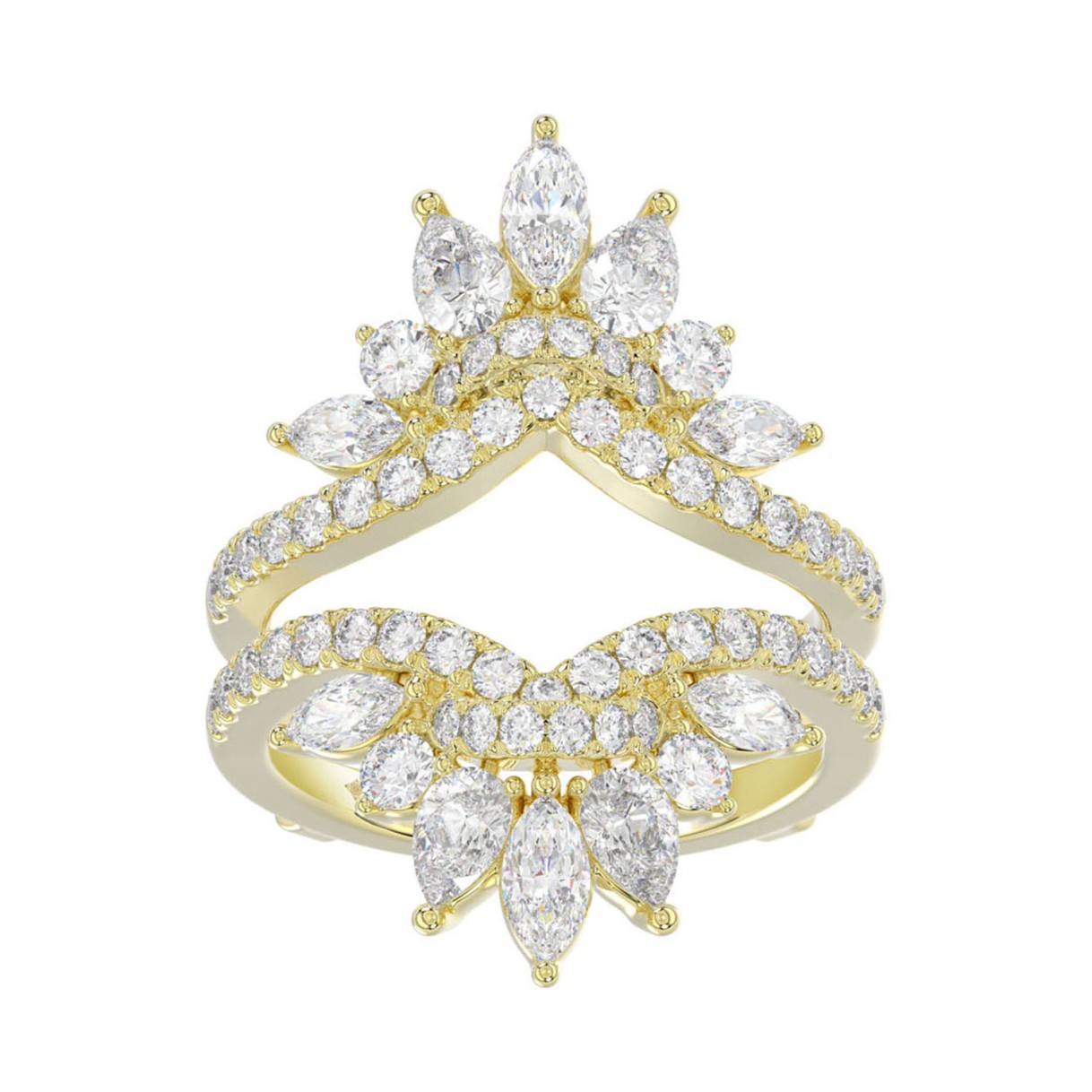 LADIES ENHANCERS RING 2 1/4CT ROUND/PEAR/MARQUISE DIAMOND 14K YELLOW GOLD 1 LADIES ENHANCERS RING 2 1/4CT ROUND/PEAR/MARQUISE DIAMOND 14K YELLOW GOLD - Image 1