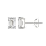 14K WHITE GOLD 2CT EMERALD DIAMOND LADIES SOLITAIRE EARRINGS - Image 2
