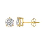 14K YELLOW GOLD 3CT ROUND DIAMOND LADIES SOLITAIRE EARRINGS (CENTER STONE ROUND DIAMOND 1 1/2CT) - Image 2