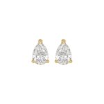 LADIES SOLITAIRE EARRINGS 1 1/2CT PEAR DIAMOND 14K YELLOW GOLD