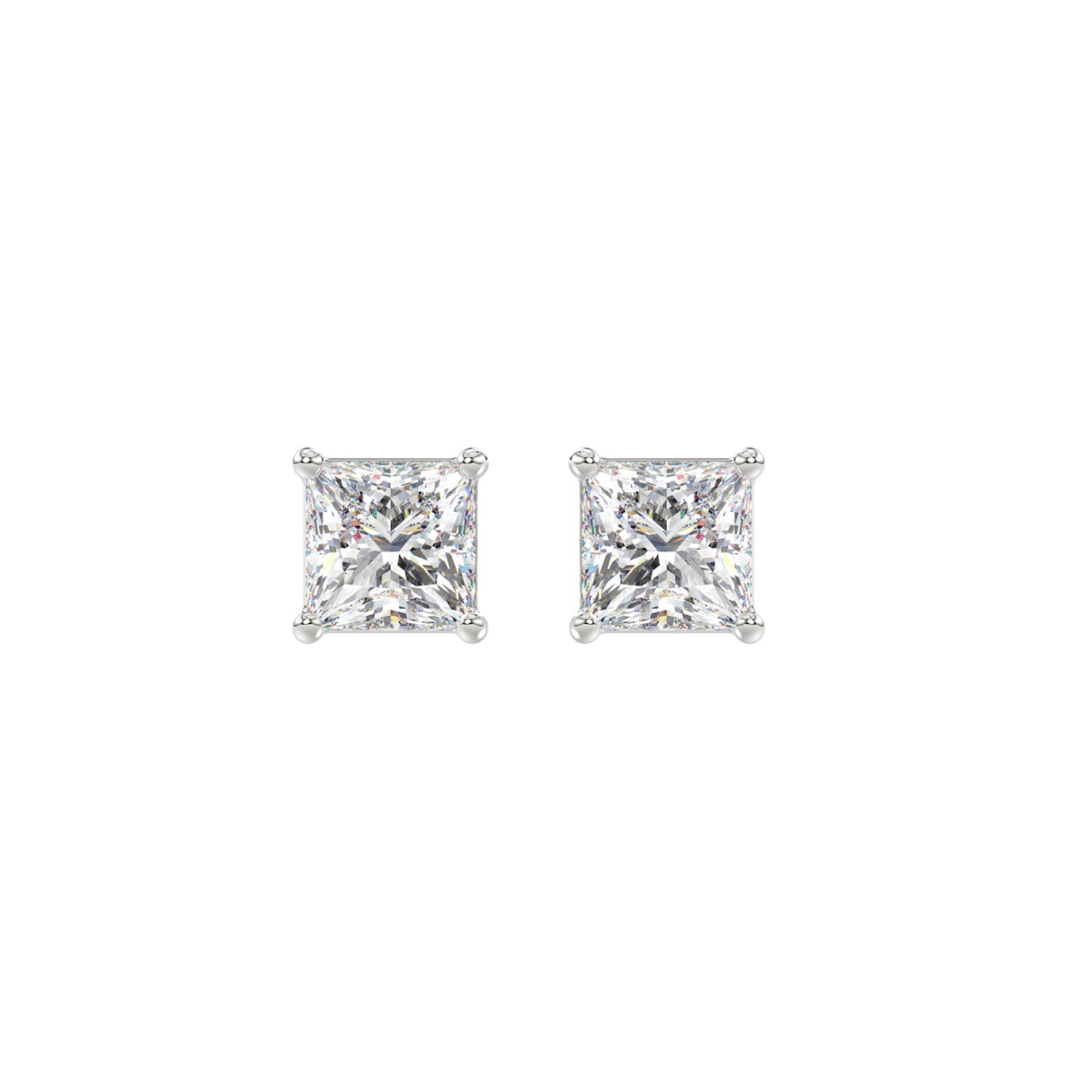LADIES SOLITAIRE EARRINGS 1 1/2CT PRINCESS DIAMOND 14K WHITE GOLD (CENTER STONE PRINCESS DIAMOND 3/4CT) 1 LADIES SOLITAIRE EARRINGS 1 1/2CT PRINCESS DIAMOND 14K WHITE GOLD (CENTER STONE PRINCESS DIAMOND 3/4CT) - Image 1