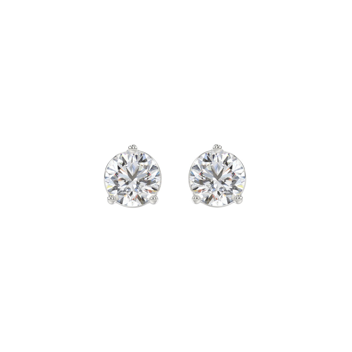 LADIES SOLITAIRE EARRINGS 1 1/2CT ROUND DIAMOND 14K WHITE GOLD 1 LADIES SOLITAIRE EARRINGS 1 1/2CT ROUND DIAMOND 14K WHITE GOLD - Image 1