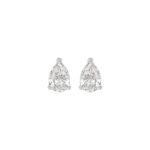 LADIES SOLITAIRE EARRINGS 1CT PEAR DIAMOND 14K WHITE GOLD