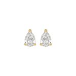 LADIES SOLITAIRE EARRINGS 1CT PEAR DIAMOND 14K YELLOW GOLD
