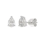 LADIES SOLITAIRE EARRINGS 2CT PEAR DIAMOND 14K WHITE GOLD - Image 3