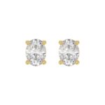 LADIES SOLITAIRE EARRINGS 4.00CT OVAL DIAMOND 14K YELLOW GOLD (CENTER STONE OVAL DIAMOND 2.00CT)