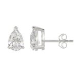 LADIES SOLITAIRE EARRINGS 4.00CT PEAR DIAMOND 14K WHITE GOLD - Image 2