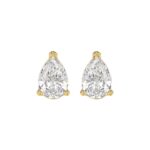 LADIES SOLITAIRE EARRINGS 4.00CT PEAR DIAMOND 14K YELLOW GOLD