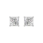 LADIES SOLITAIRE EARRINGS 4CT PRINCESS DIAMOND 14K WHITE GOLD
