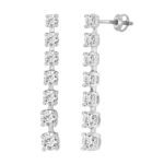 LADIES LINEAR EARRINGS 3CT ROUND DIAMOND 14K WHITE GOLD - Image 3