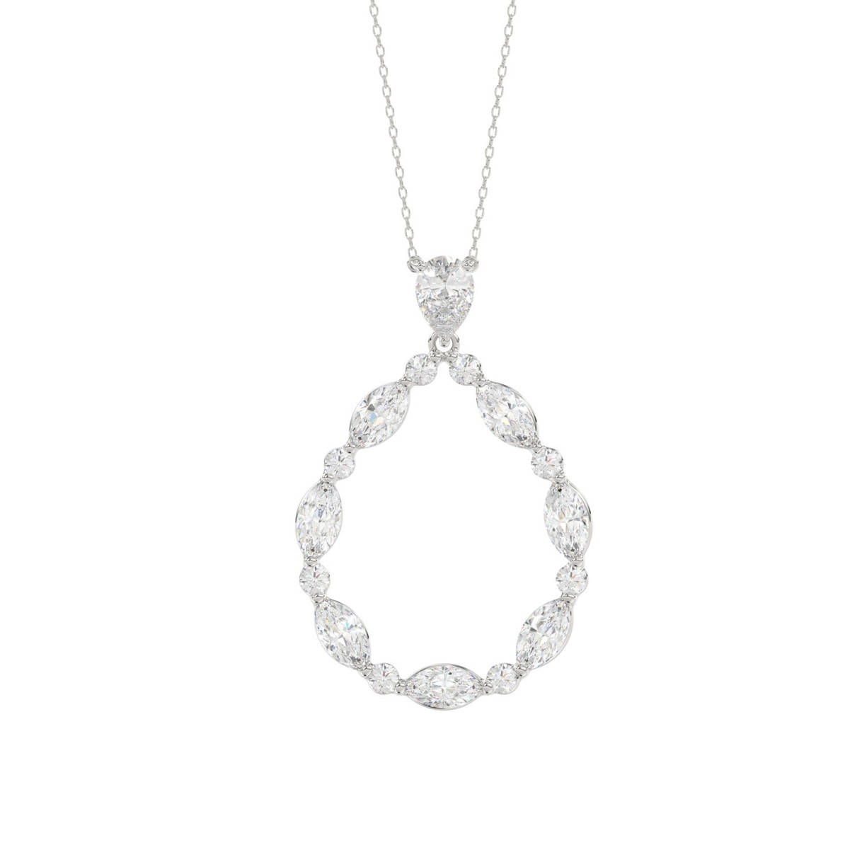 14K WHITE GOLD 2.00CT ROUND/MARQUISE/PEAR DIAMOND LADIES PENDANT 1 14K WHITE GOLD 2.00CT ROUND/MARQUISE/PEAR DIAMOND LADIES PENDANT - Image 1