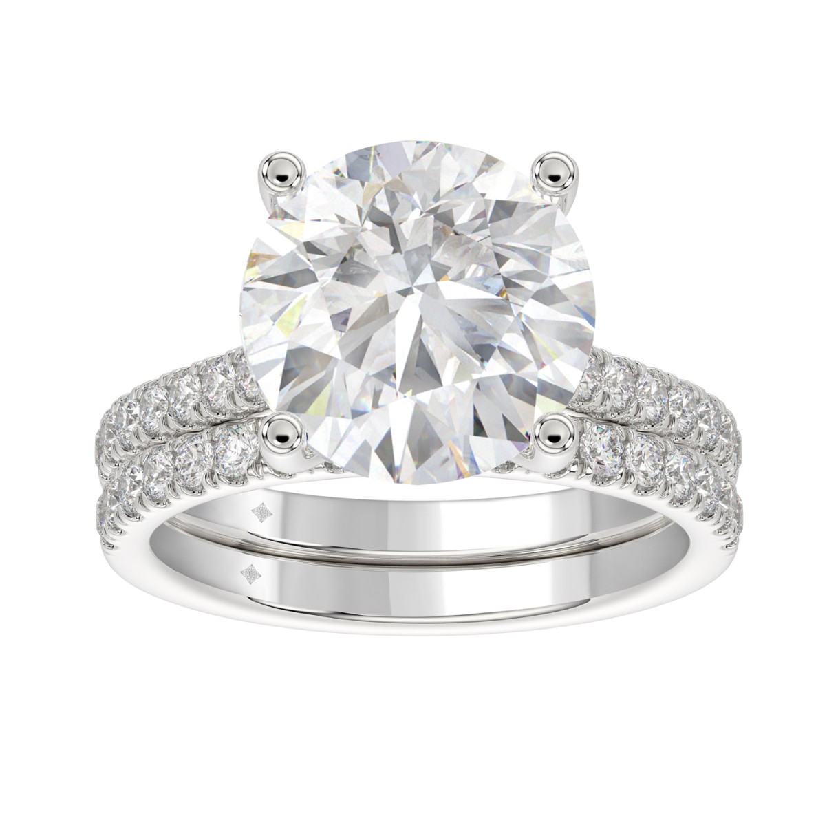 LADIES BRIDAL SET 5 1/2CT ROUND DIAMOND 14K WHITE GOLD (CENTER STONE ROUND DIAMOND 5CT ) 1 LADIES BRIDAL SET 5 1/2CT ROUND DIAMOND 14K WHITE GOLD (CENTER STONE ROUND DIAMOND 5CT ) - Image 1