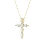 LADIES PENDANT WITH CHAIN 1 1/4CT ROUND/MARQUISE DIAMOND 14K YELLOW GOLD - Image 3