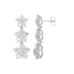 14K WHITE GOLD 3CT ROUND DIAMOND LADIES LINEAR EARRINGS - Image 2