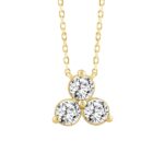 LADIES NECKLACE 1CT ROUND DIAMOND 14K YELLOW GOLD WITH CHAIN - Image 4