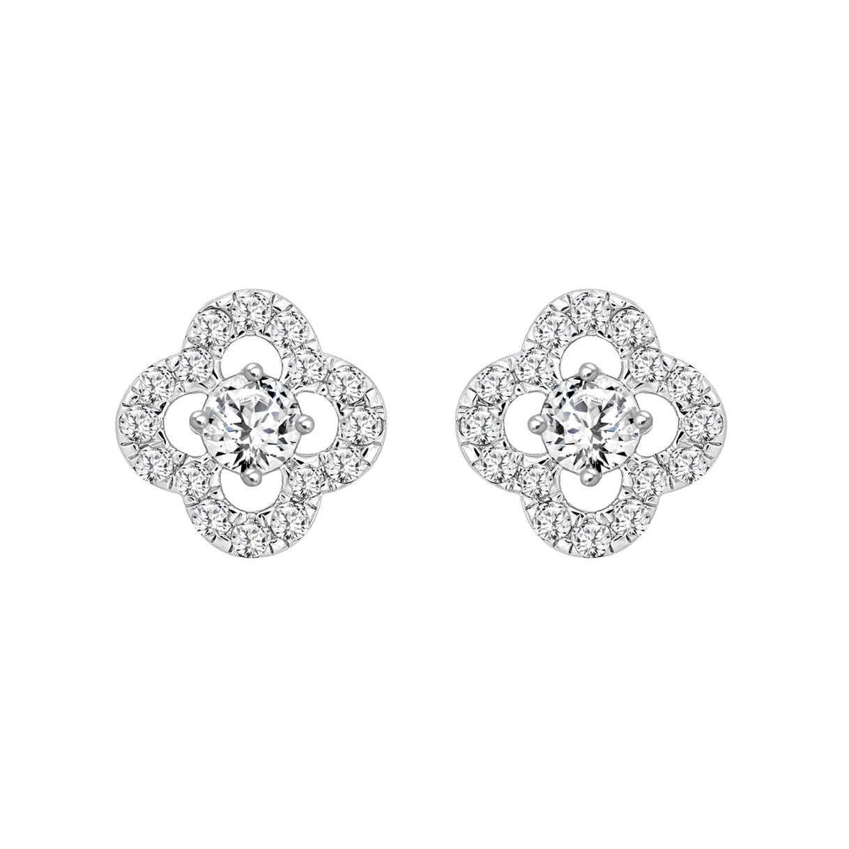 LADIES STUD EARRINGS 1CT ROUND DIAMOND 14K WHITE GOLD 1 LADIES STUD EARRINGS 1CT ROUND DIAMOND 14K WHITE GOLD - Image 1