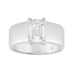 LADIES RING 2CT EMERALD DIAMOND 14K WHITE GOLD