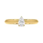 LADIES SOLITAIRE RING 1/2CT PEAR DIAMOND 14K YELLOW GOLD - Image 5