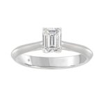 LADIES SOLITAIRE RING 1CT EMERALD DIAMOND 14K WHITE GOLD