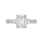 14K White Gold Emerald Cut Diamond Classic Bridal Ring for Ladies 4.00CT with Pear Round & Marquise Diamond 3.00CT Emerald Center stone (Color F-G - Image 5