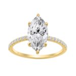 14K YELLOW GOLD 2 1/4CT MARQUISE/ROUND DIAMOND LADIES RING (CENTER STONE MARQUISE DIAMOND 2CT)