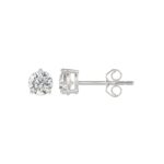 14K WHITE GOLD 1CT ROUND DIAMOND LADIES SOLITAIRE EARRINGS - Image 2