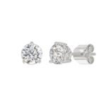 14K WHITE GOLD 3CT ROUND DIAMOND LADIES SOLITAIRE EARRINGS (CENTER STONE ROUND DIAMOND 1 1/2CT) - Image 3