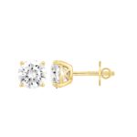 LADIES SOLITAIRE EARRINGS 4CT ROUND DIAMOND 14K YELLOW GOLD (CENTER STONE ROUND DIAMOND 2.00CT) - Image 2