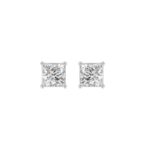 LADIES SOLITAIRE EARRINGS 1 1/2CT PRINCESS DIAMOND 14K WHITE GOLD (CENTER STONE PRINCESS DIAMOND 3/4CT)