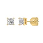 LADIES SOLITAIRE EARRINGS 1 1/2CT PRINCESS DIAMOND 14K YELLOW GOLD (CENTER STONE PRINCESS DIAMOND 3/4CT) - Image 3