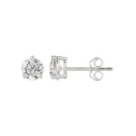 LADIES SOLITAIRE EARRINGS 1 1/2CT ROUND DIAMOND 14K WHITE GOLD - Image 2